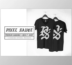 Download Hanging V-Neck T-Shirt Mockups CreativeMarket – 3432298