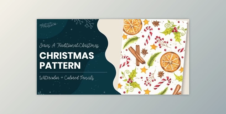 Download Christmas Painting: A Pattern with Watercolor and Colored Pencils