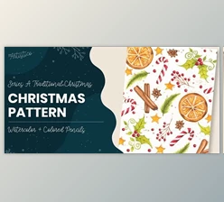 Download Christmas Painting: A Pattern with Watercolor and Colored Pencils