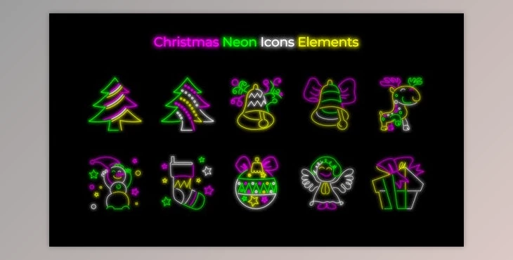 Download Christmas Neon Icons Pack (Videohive 35235785) - AE Project