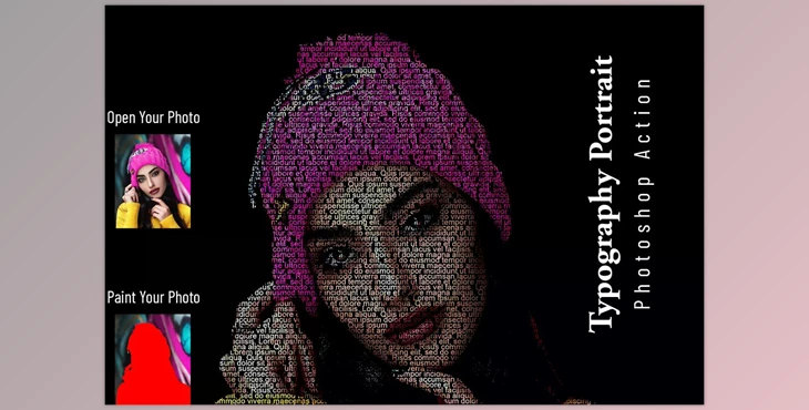 Download Typography Portrait Photoshop Action CreativeMarket - 6790314