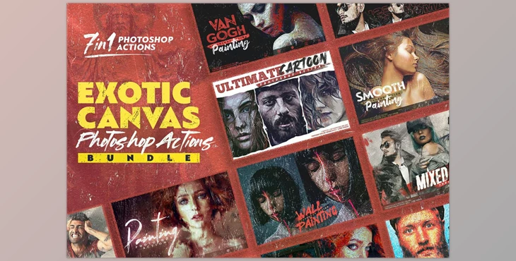 Download Exotic Canvas PS Actions Bundel CreativeMarket - 6617982