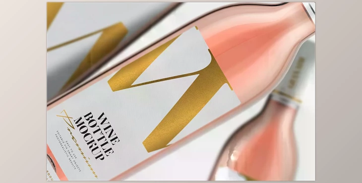 Download Rose Wine - Bottle Mockup - Textured CreativeMarket - 6503540