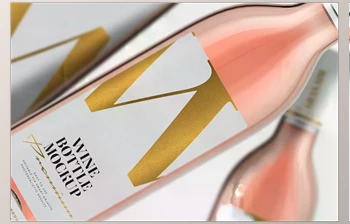 Download Rose <span class='badge badge-warning'>Wine</span> - Bottle Mockup - Textured CreativeMarket - 6503540