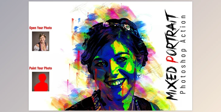 Download Mixed Portrait Photoshop Action CreativeMarket - 6831995