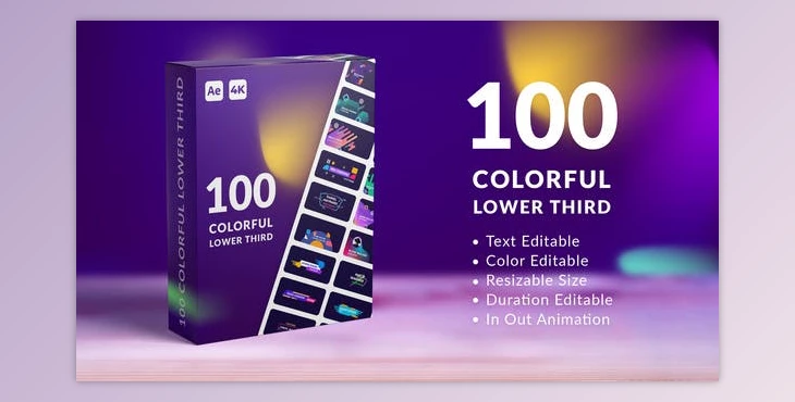 Download Videohive 100 Colorful Lower Thirds | After Effects 35584463