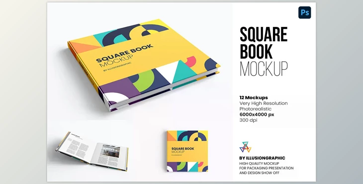 Download Square Book Mockup - 12 views - 6613174