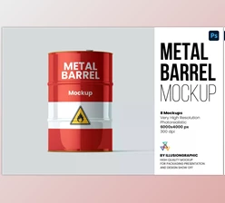 Download Metal Barrel Mockup - 8 views - 6564800