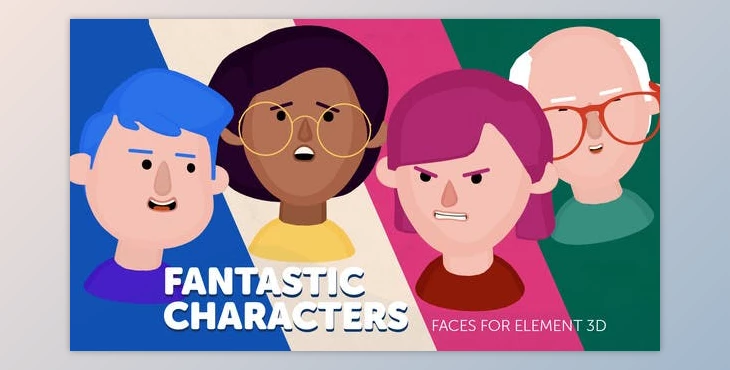 Download Fantastic Characters – Faces for Element 3D (Videohive 35646665) - AE Project