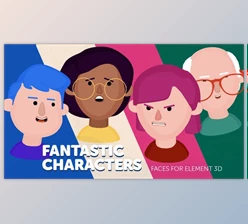 Download Fantastic Characters – Faces for Element 3D (Videohive 35646665) - AE Project