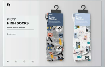 Download <span class='badge badge-warning'>Kids</span> High Socks Mockup - 6790297