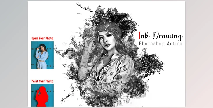 Download Ink Drawing Photoshop Action CreativeMarket - 6895568