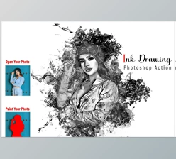 Download Ink Drawing Photoshop Action CreativeMarket - 6895568