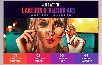 Download 4in1 Cartoon & Vector Art <span class='badge badge-warning'>Ps</span> Action <span class='badge badge-warning'>CreativeMarket</span> - 6789030