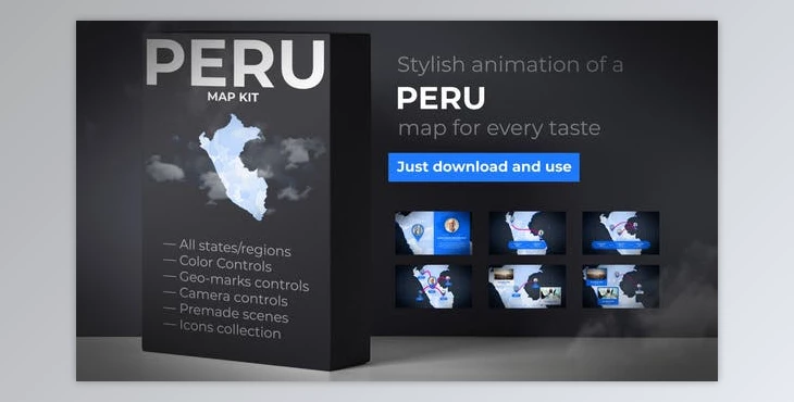 Download Peru Map – Republic of Peru Map Kit (Videohive 35447604) - AE Project
