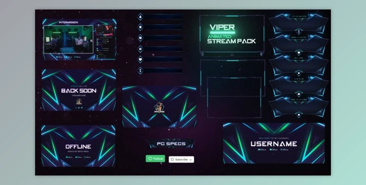 Download Viper Stream Pack Overlays (Videohive 35877296) - AE Project