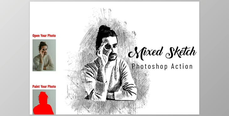 Download Mixed Sketch Photoshop Action CreativeMarket - 6922478