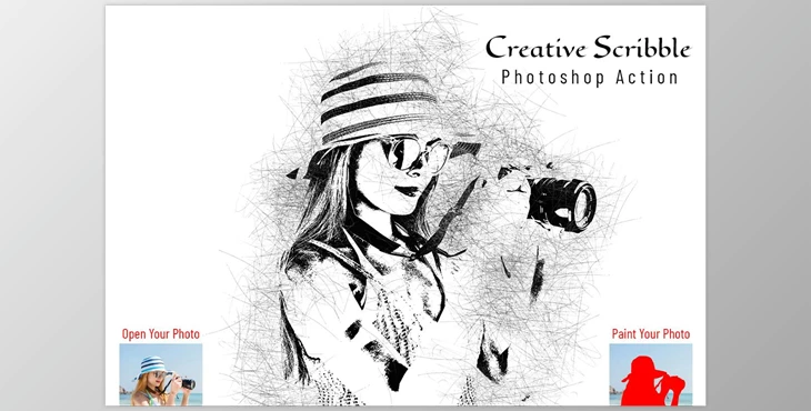 Download Scribble Photoshop Action CreativeMarket - 6962414