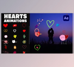 Download Cartoon Animated Hearts Stickers for After Effects (Videohive 36049040) - AE Project