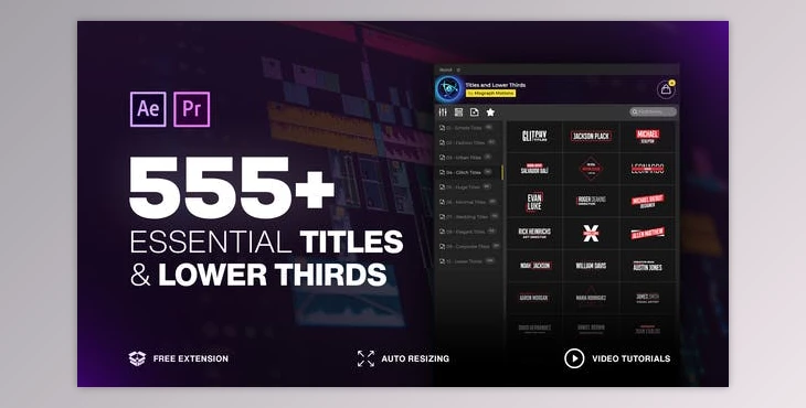 Download Videohive AtomX 555+ Essential Titles and Lower Thirds 31130393