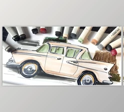 Download Start Urban Sketching And Draw A Vintage Car Using Professional Markers!