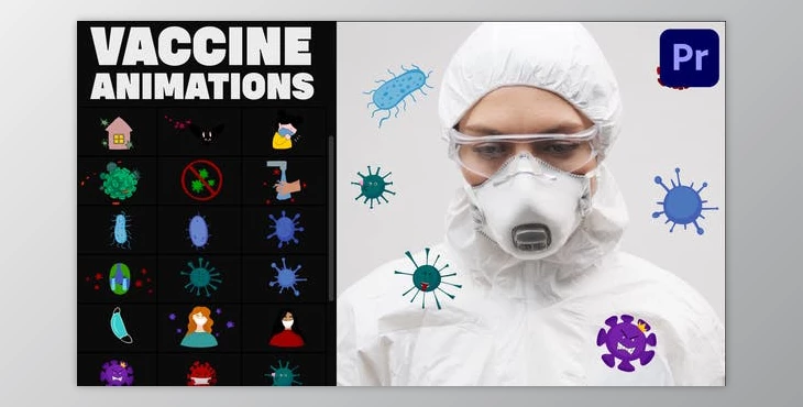 Download Corona Virus And Vaccine Cartoon Icons for Premiere Pro (Videohive 36109530)