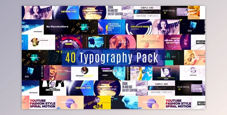 Download 40 Typography Pack (Videohive 36238386) - AE Project