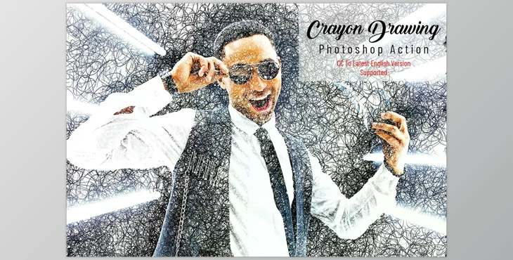 Download Crayon Drawing Photoshop Action CreativeMarket - 6955958