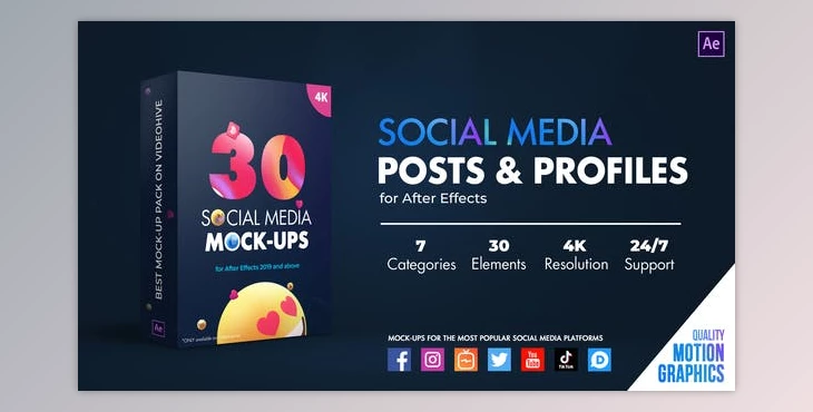 Download Social Media Posts & Profiles (Videohive 35497768) - AE Project