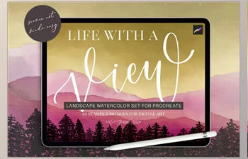Download <span class='badge badge-warning'>Procreate</span> Landscape Watercolor Set CreativeMarket - 6793096