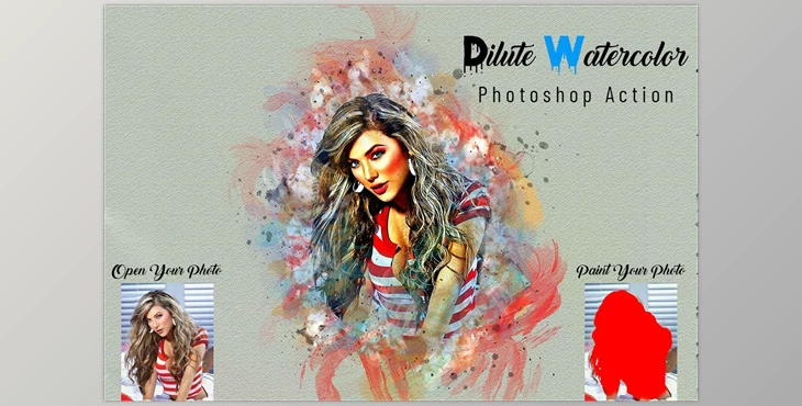 Download Dilute Watercolor Photoshop Action CreativeMarket - 7012878