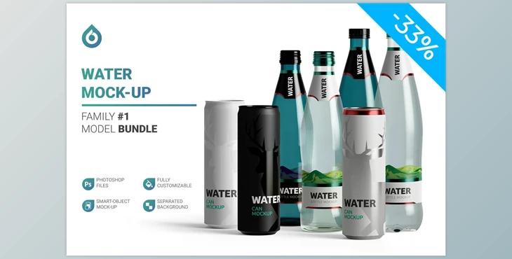 Download Water Bottles & Can Mockup CreativeMarket - 5789796
