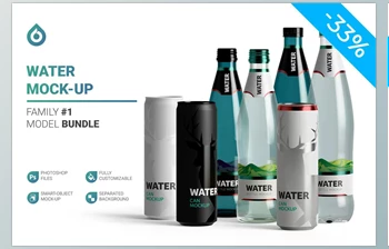 Download Water Bottles & <span class='badge badge-warning'>Can</span> Mockup CreativeMarket - 5789796
