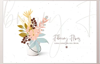 Download February Flowers floral <span class='badge badge-warning'>clipart</span> set CreativeMarket - 5927923