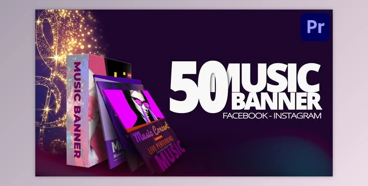 Download 50 Music Banners Ad Mogrt (Videohive 36378068)