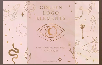 Download Golden Logo Elements. <span class='badge badge-warning'>Esoteric</span> CreativeMarket - 6686999