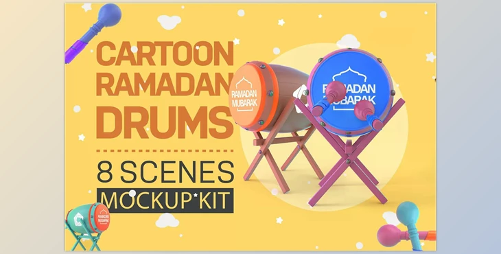 Download Cartoon Ramadan Drums Kit CreativeMarket - 7019906