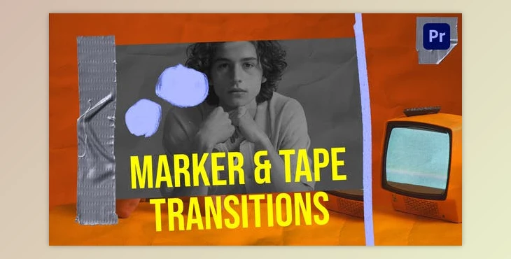 Download Marker & Tape Transitions (Videohive 36436914) - PR Project