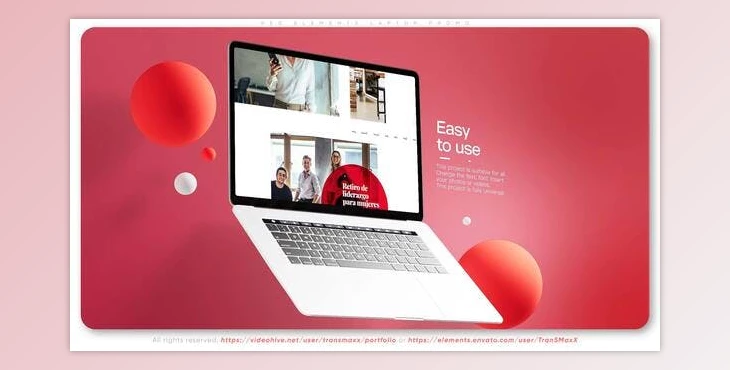 Download Videohive Red Elements Laptop Mockup Promo 36557182