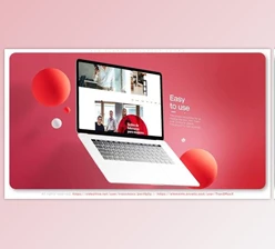 Download Videohive Red Elements Laptop Mockup Promo 36557182