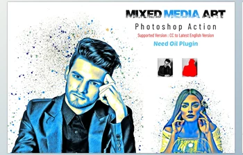 Download Mixed <span class='badge badge-warning'>Media</span> Art Photoshop Action CreativeMarket - 7053814