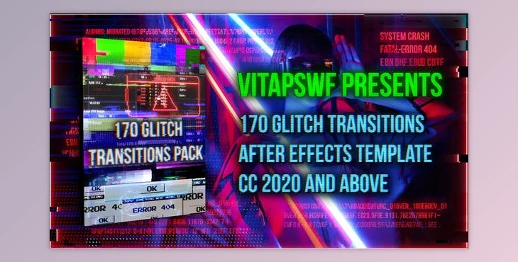Download 170 Glitch Transitions Pack (Videohive 36502715) - AE Project