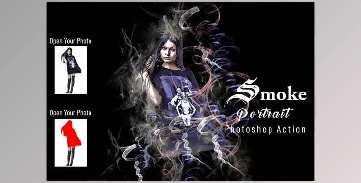 Download Smoke Portrait Photoshop Action CreativeMarket - 7048511