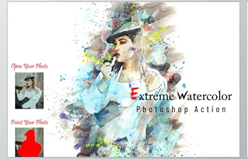 Download Extreme Watercolor Photoshop <span class='badge badge-warning'>Action</span> CreativeMarket - 7080961