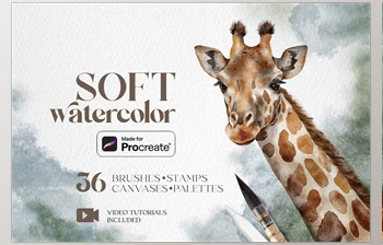 Download Soft watercolor <span class='badge badge-warning'>Procreate</span> brushes CreativeMarket 6236936
