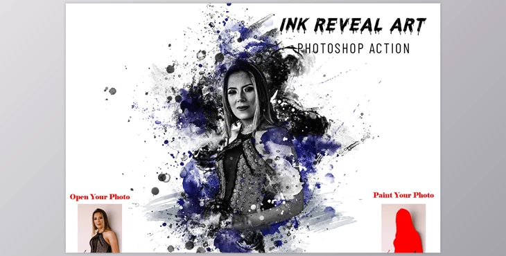 Download Ink Reveal Art Photoshop Action CreativeMarket - 7095170