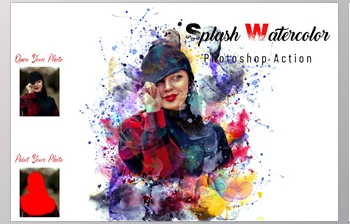 Download Splash Watercolor Photoshop <span class='badge badge-warning'>Action</span> CreativeMarket - 7092036