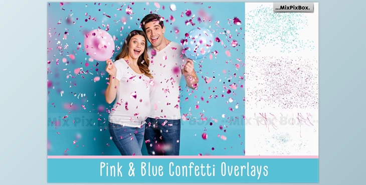 Download Pink and Blue Confetti Overlays CreativeMarket - 6032880