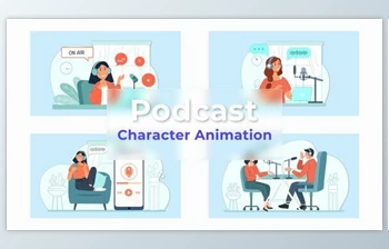 Download Pod Cast Explainer And <span class='badge badge-warning'>Animation</span> Scene Pack (Videohive 36861972) - AE Project
