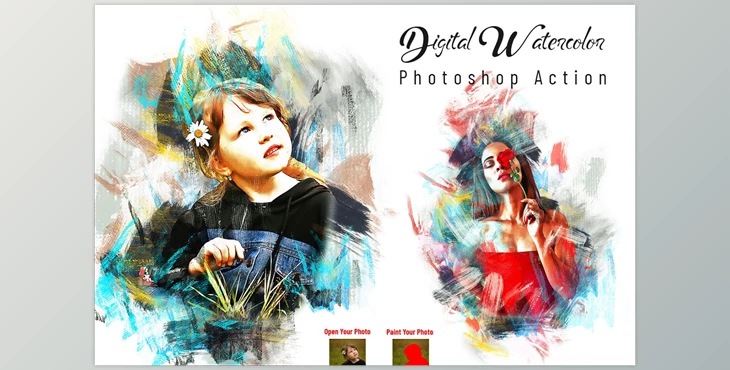 Download Digital Watercolor Photoshop Action CreativeMarket - 7113804